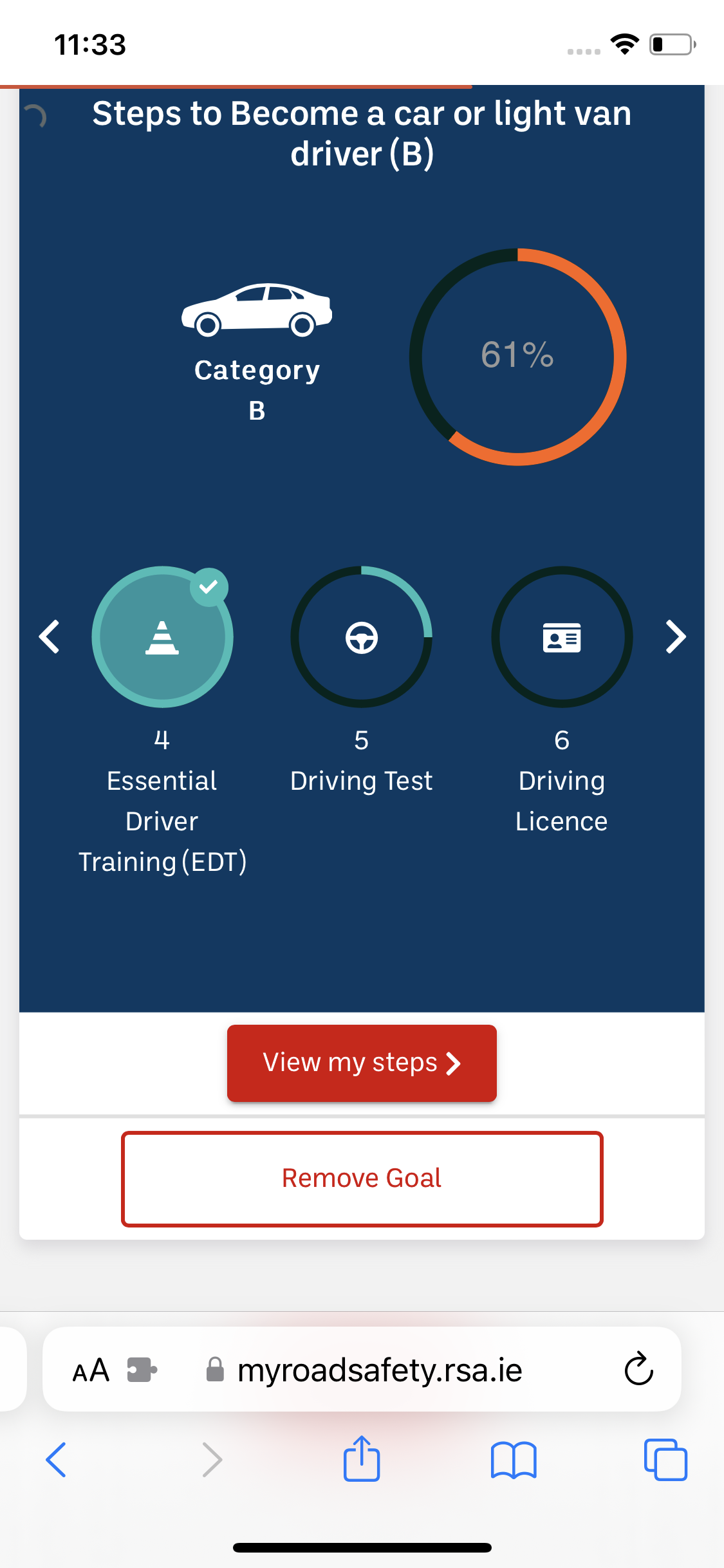 Screenshot of 'Become a car Driver' button
